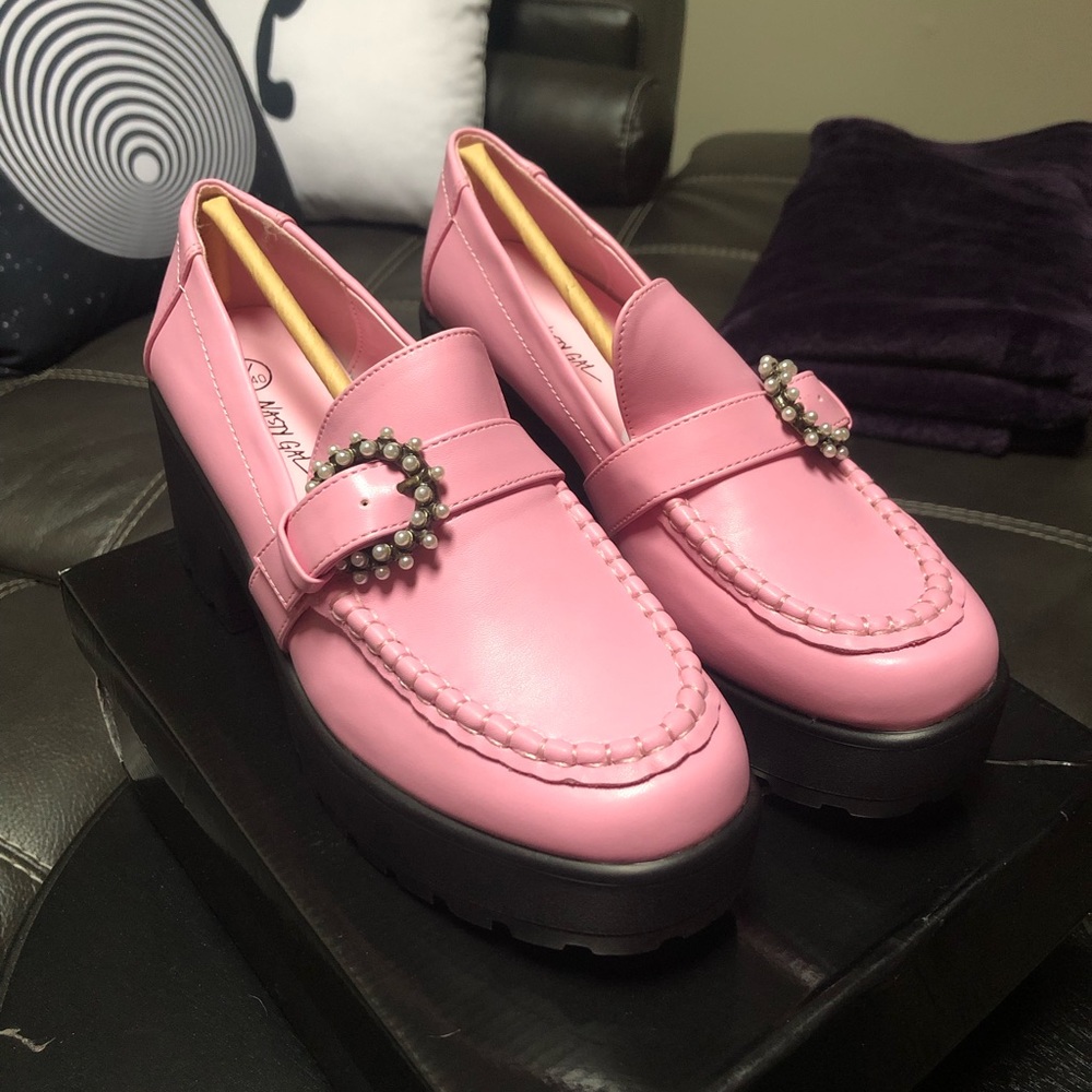 Brand New Nasty Gal Pink Platform Loafers SZ9